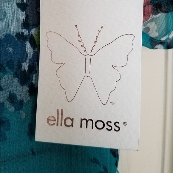 Ella Moss Citrus Floral Dress Teal Green Size M - Picture 6 of 9